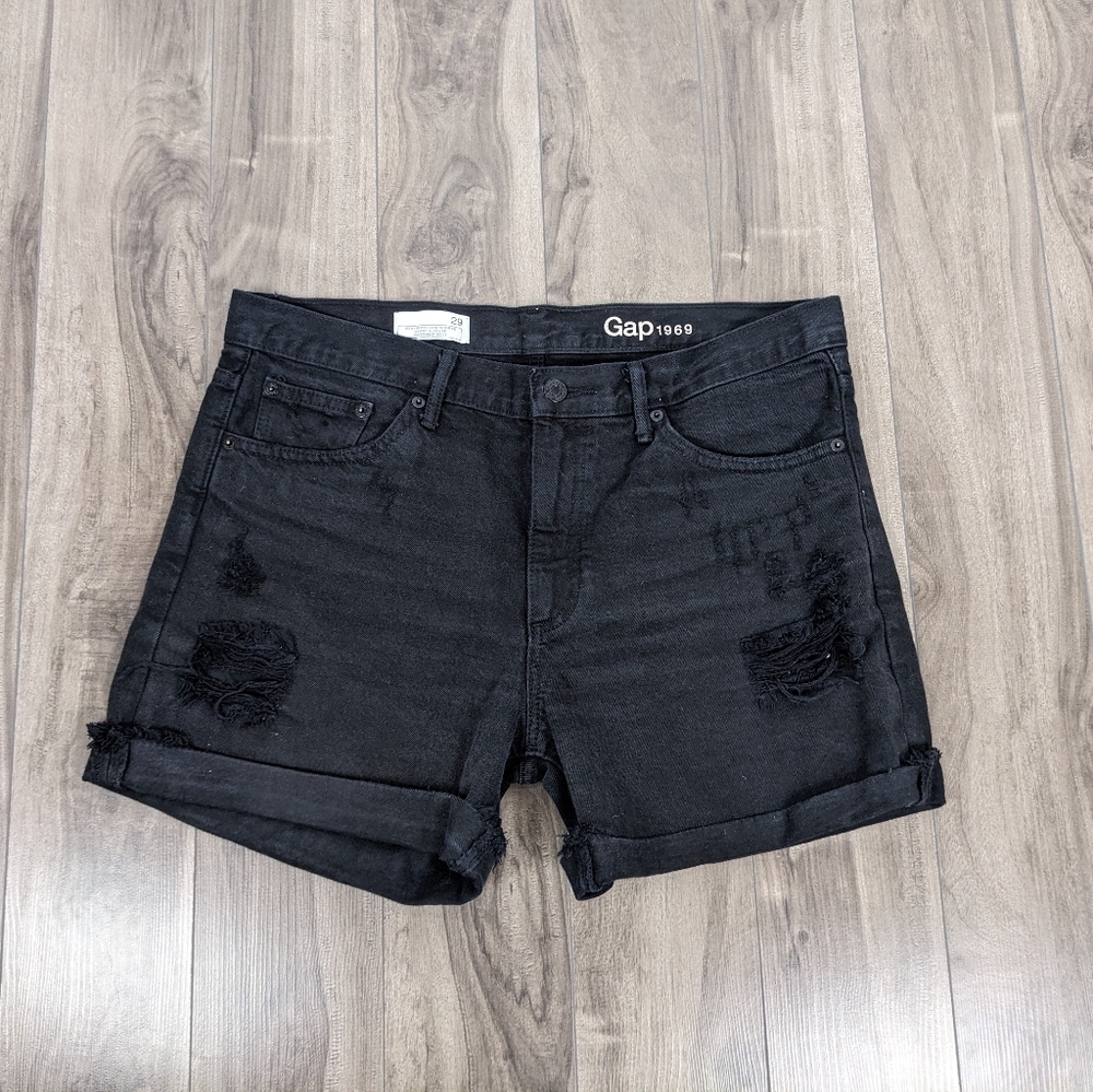 Gap Women's Black Denim Jean Sexy Boyfriend Shorts Size 29